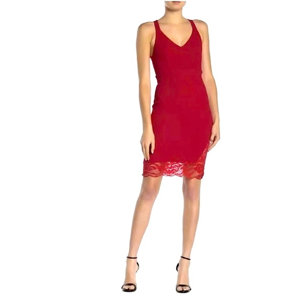 Velvet Torch Red Lace Bodycon Midi Dress, Women’s Size Small. - Picture 2 of 13